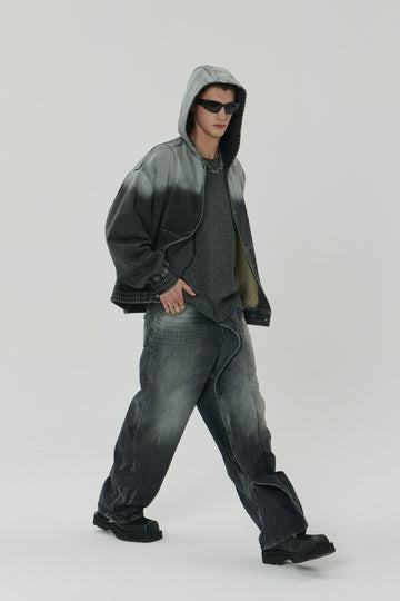 23SS FRONT BACK UNBALANCE WLAP DENIM PANTS